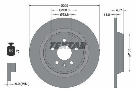 TEXTAR Tarcza hamulcowa 92162900