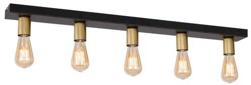 Luminex Filo 1307 plafon lampa sufitowa 5x60W E27 czarny / złoty