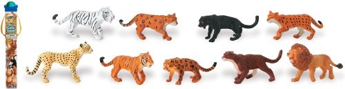 Safari Toob Safari Ltd. Duże koty drapieżne toob 694604-9 X ręcznie malowane figurki do kolekcjonowania w Tube-Loewe, tygrys, Tiger, Jaguar, Panther, Loewe, gepard górskich, Leopard i Ozelot SF694604