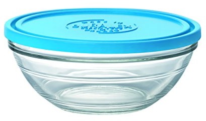 Duralex DURALEX 9068 AM06 Lys salaterki wokół, z pokrywką, szkło przezroczyste/niebieskie 23,2 cm 9068AM06