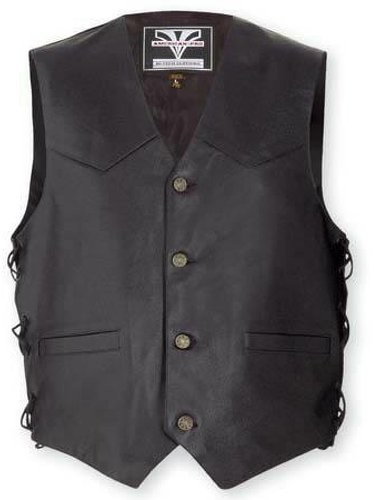 A-Pro Kamizelka skórzana kamizelka motocykl Motorrad Chopper Custom Marlon Brando styl A-PRO, S, czarny 5180000057824