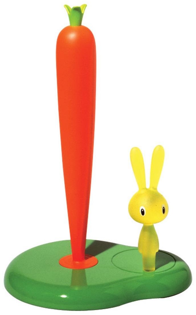 Alessi Bunny & Carrot, Stojak na ręcznik marchewka i królik, pomarańczowo-zielono-żółty, 29,4 cm (ASG42 GR)