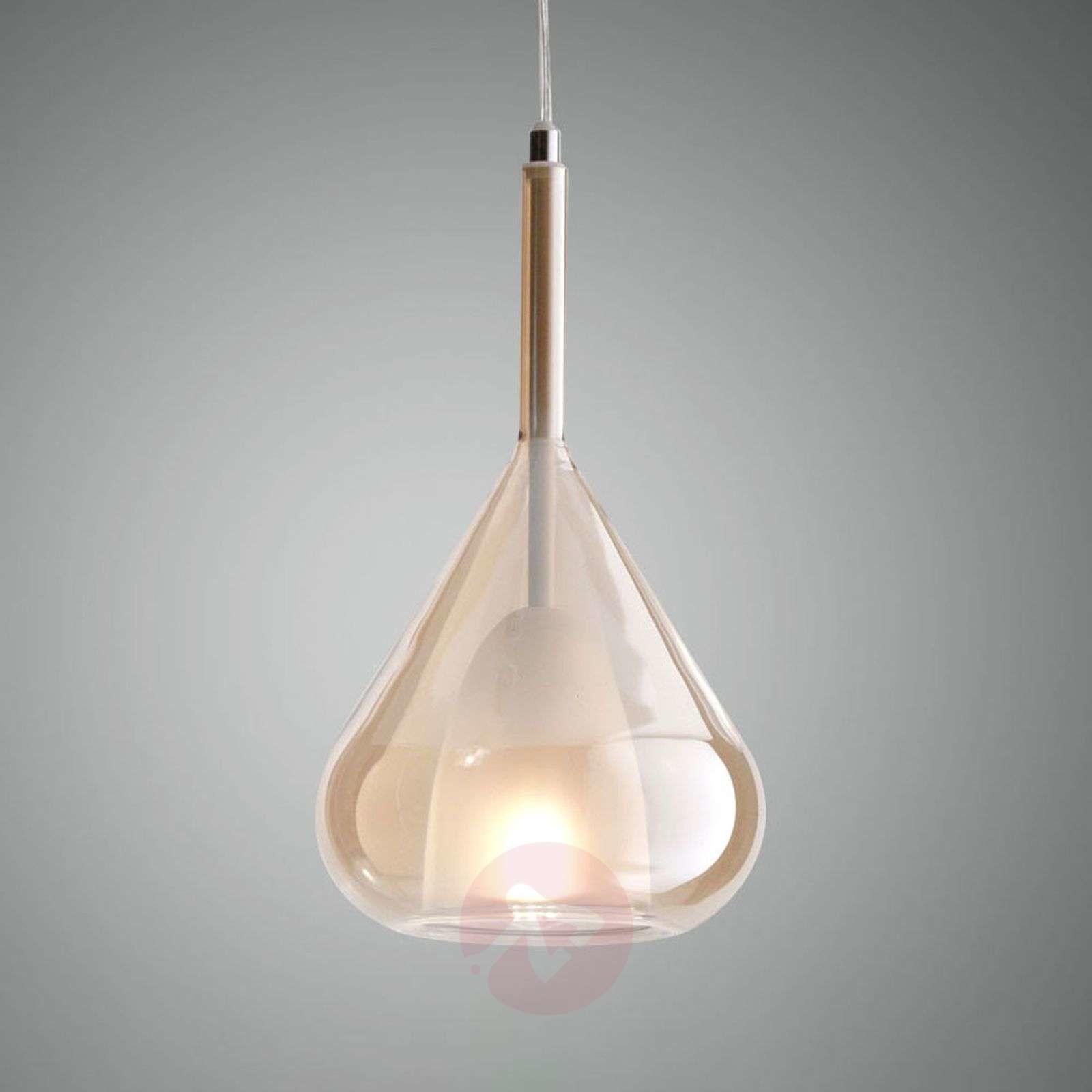Fabas Luce Lampa wisząca Lila - szklany klosz kropla bursztyn