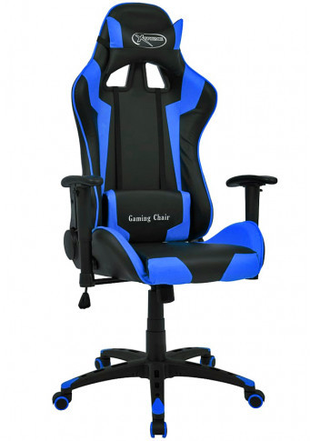 Czarno-niebieski fotel gamingowy ergonomiczny Trevos