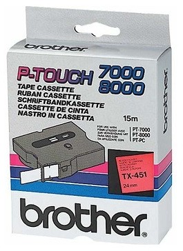 Brother TX-451 Taśma 24mm, laminowana czerwona, czarny nadruk E671-98505_20150122123918