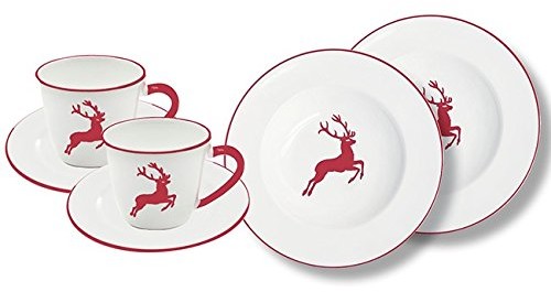 Gmundner Keramik Gmundner ceramika manufaktura 0318stsg06set rubinroter jeleń Breakfast for Two Gourmet, 0318STSG06SET