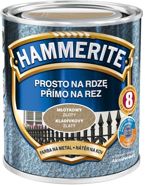 Hammerite Farba do metalu Prosto Na Rdzę młotkowy złoty 0 7 l