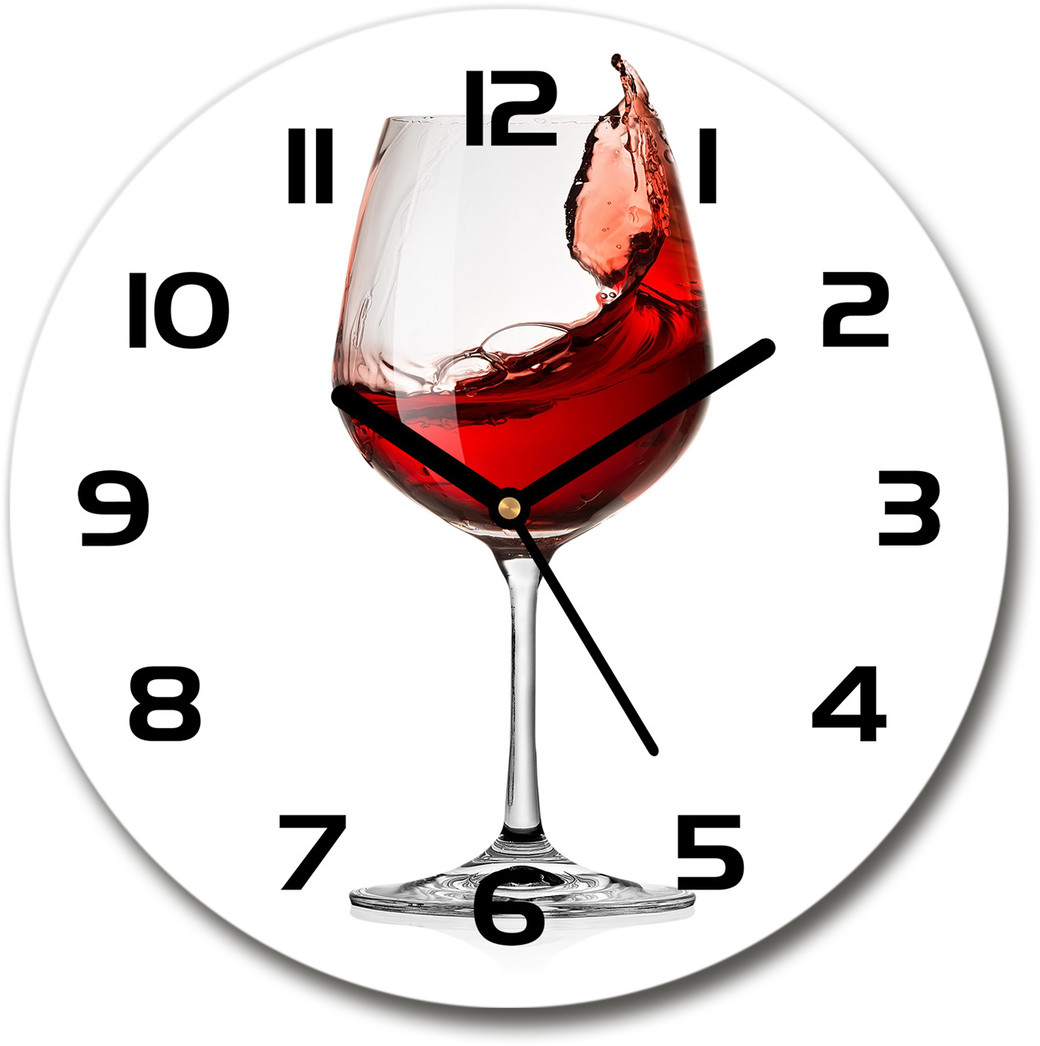 Zegar szklany okrągły Czerwone wino