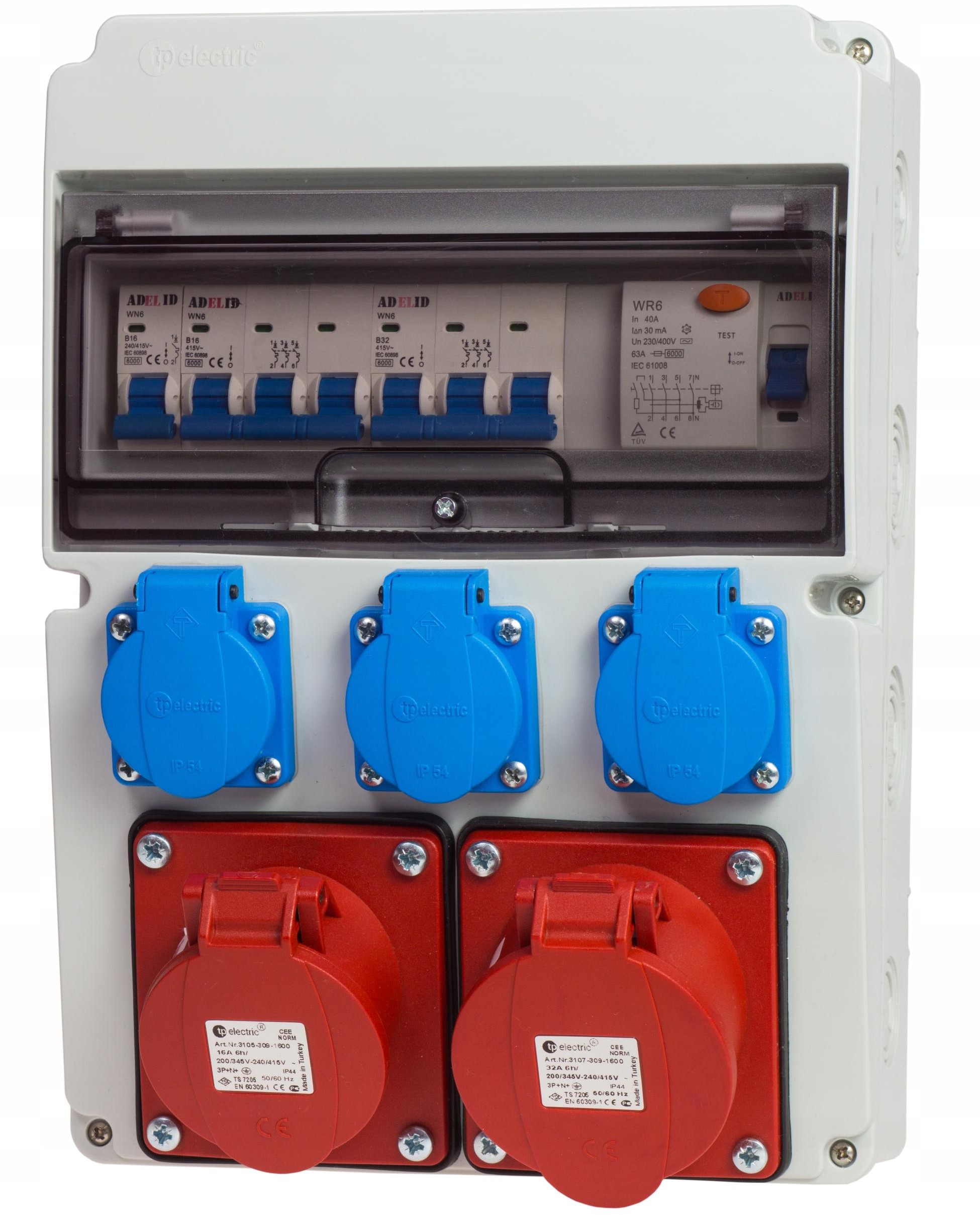 Rozdzielnica Budowlana Zabezpieczona 32A 16A 3x230