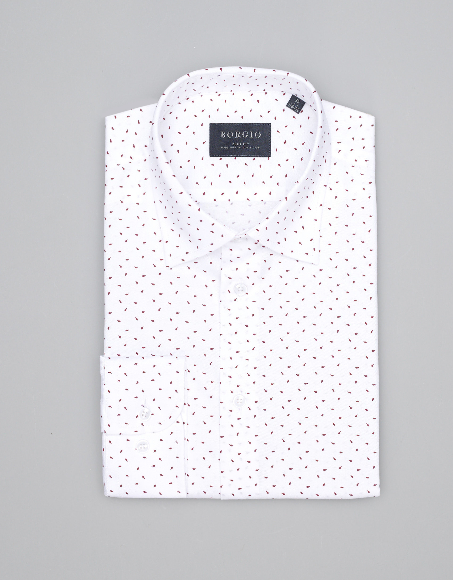 Borgio koszula calimera 00324 długi rękaw biały slim fit