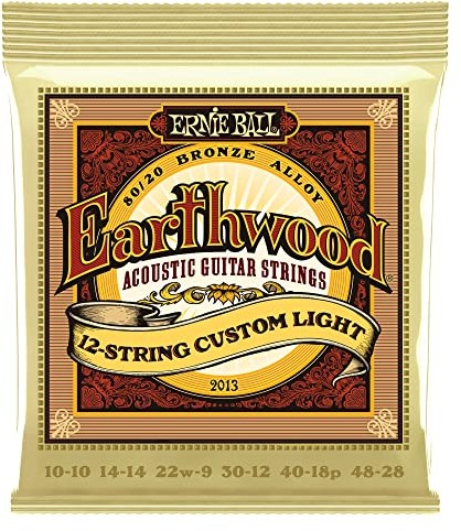 Ernie Ball Earthwood 12-strunowe niestandardowe lekkie 80/20 struny do gitary akustycznej z brązu - rozmiar 10-48 P02013