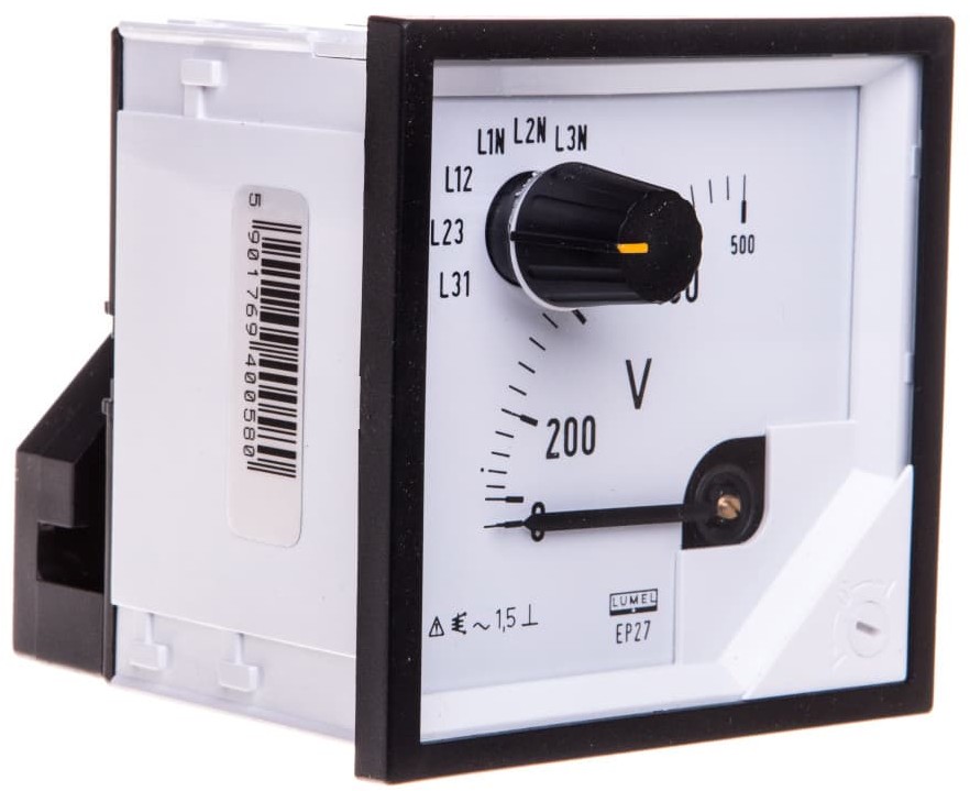 LUMEL Woltomierz z przełącznikiem N E615 500V pozycja pracy C3 K=90 st bez atestu KJ EP27NE6150000 EP27NE6150000