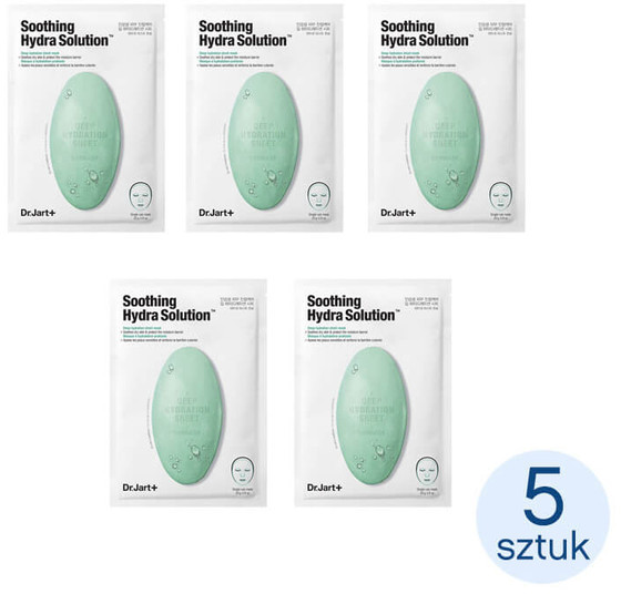 Dr. Jart+ Dr. Jart+, zestaw maseczek do twarzy w płachcie Dermask Water Jet Soothing Hydra Solution, 5szt.