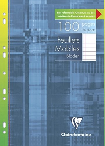 Clairefontaine 1731 °C wkłady do kołonotatnika DIN A4 (francuska linie, 50 kartek, 210 X 297 MM) Biały, biały 50 arkuszy 1733C