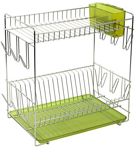 Sauvic Stelaż do ociekania sauvic 91010 naczynia z ociekaczem misa ze stali nierdzewnej zielona 43 X 25 X 41, 5 cm 91010