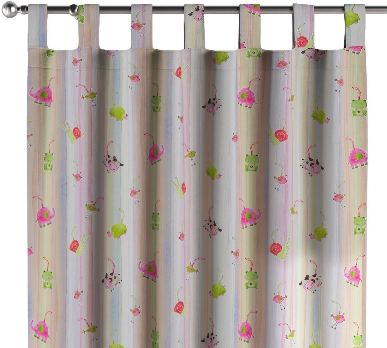 Dekoria Zasłona na szelkach 1 szt. kolorowe zwierzątka na tęczowym tle 1szt 130 × 260 cm Apanona do 310-151-05