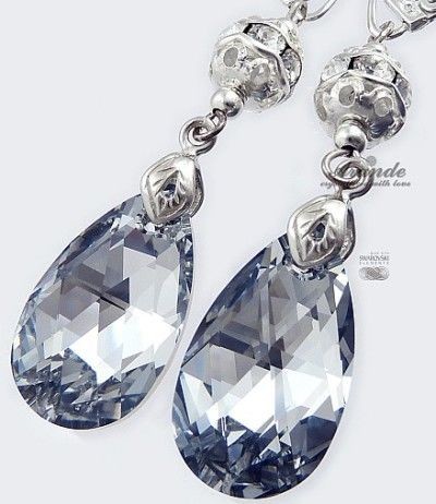 Swarovski piękne długie srebrne kolczyki COMET