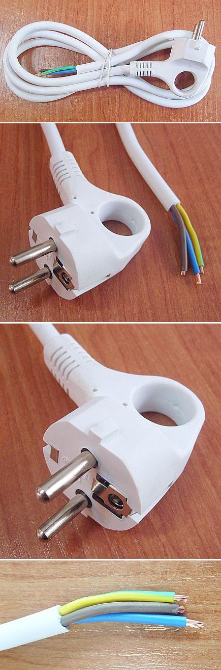 brak danych Przyłączacz elektryczny 3 żyłowy biały 1.5