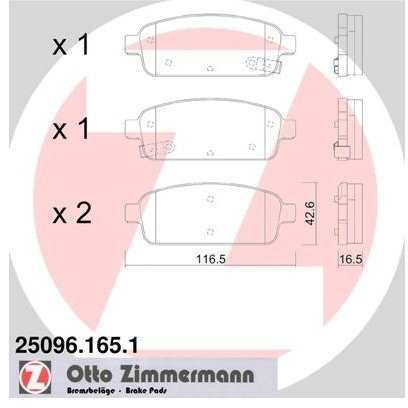 ZIMMERMANN Klocki hamulcowe - komplet 25096.165.1