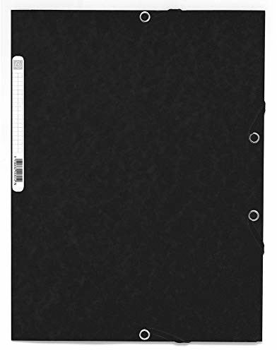 Exacompta Exacompta 55301E teczka z gumką i 3 klapkami z kartonu Manila na format DIN A4, 355 g, 24 x 32 cm) 1 sztuka czarna 55301E