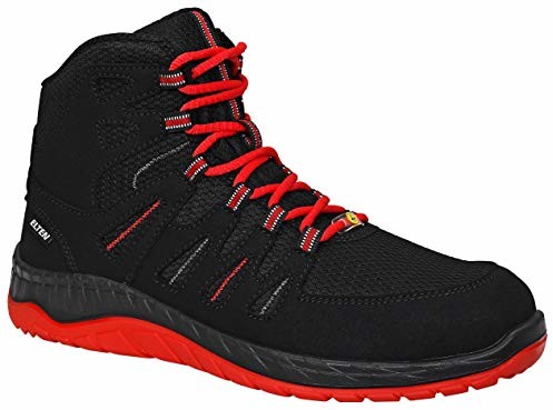 ELTEN Obuwie ochronne Maddox Black-Red Mid S3, męskie, sportowe, lekkie, czarne/czerwone, stalowe noski, buty - rozmiar 42