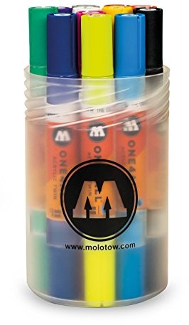 Molotow mołotow mo200480 akryl marker one4all Twin markerów, Stiftebox Main-KIT 1, 1.5 MM/4 MM, 12 MO200480