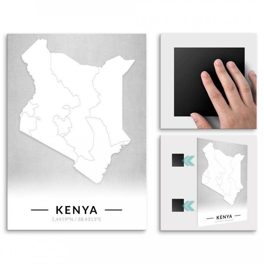 Pix4home Plakat metalowy Mapa B&W Kenia L POS-L-03943