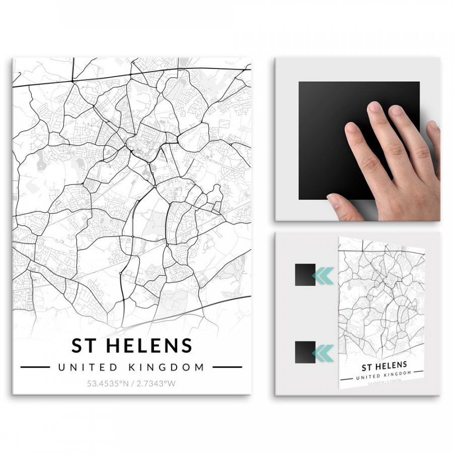 Pix4home Plakat metalowy Mapa B&W St Helens M POS-M-04048