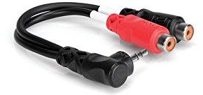 Hosa Technology YRA-167 audio cable (wtyczka jack 3,5 MM TRS na RCA Stereo Y złącze żeńskie, zagięty 90 °C, 15,24 cm) YRA-167