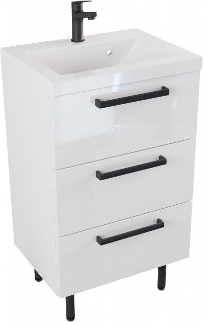 Furni Szafka Umywalkowa Stojąca w stylu Loft ATHOS 50 cm - Uchwyt Czarny Mat ATH UM ST 50 UC