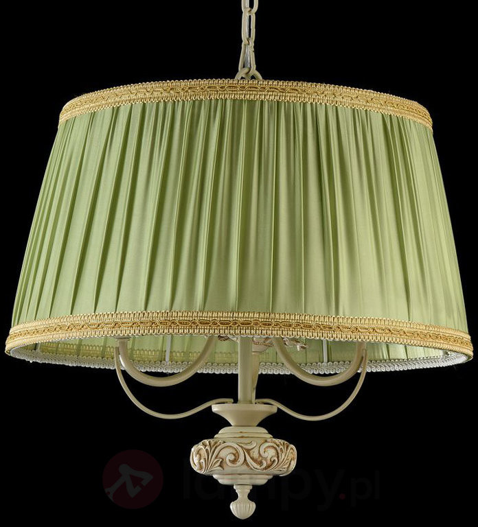 Zielona lampa wisząca Olivia z satynowym kloszem