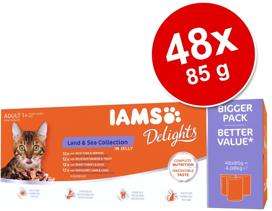 Iams Delights, 48 X 85 G - Pakiet Mieszany W Sosie