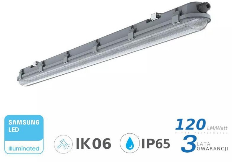 v-tac Oprawa Hermetyczna LED V-TAC SAMSUNG CHIP M-SERIES 36W 120cm 120LM/W CL VT-120036 4000K 4320lm