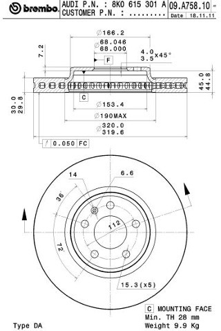 BREMBO Tarcza hamulcowa 09.A758.11