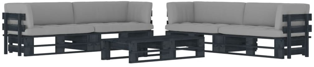 vidaXL 6-częściowy zestaw wypoczynkowy z palet, z poduszkami, czarny 3067011