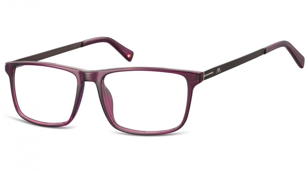 Montana Oprawki zerówki korekcyjne Nerdy Unisex MA59E fioletowe + grafitowy zausznik MA59E