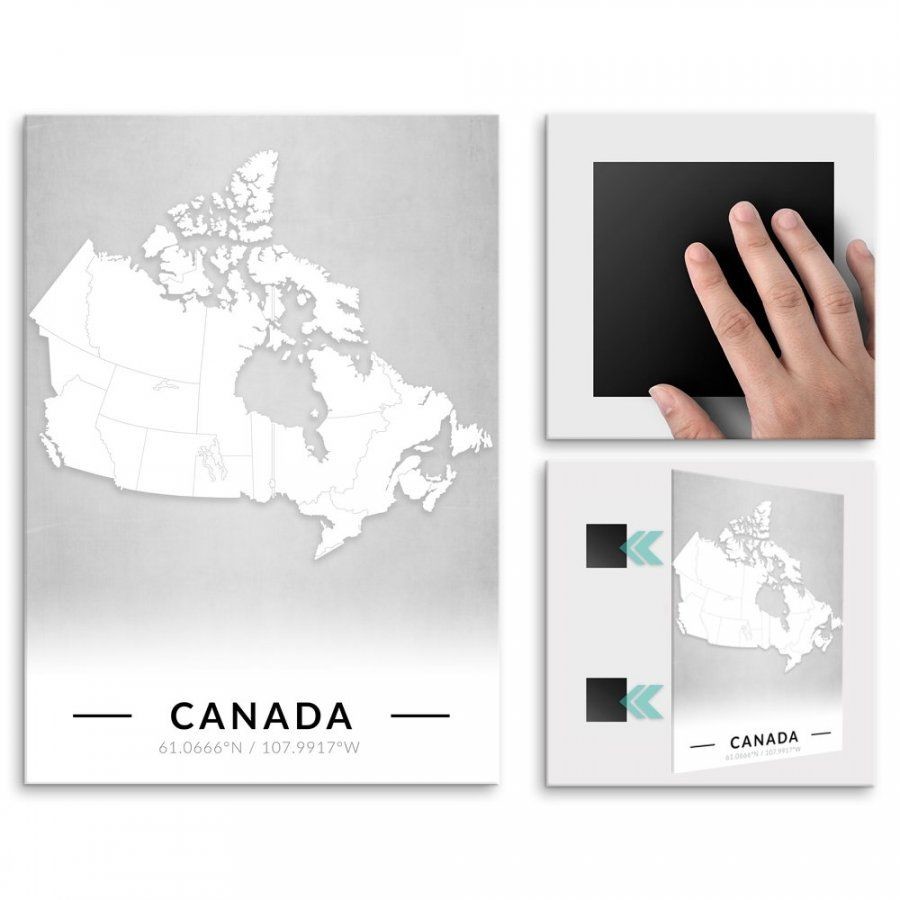 Pix4home Plakat metalowy Mapa B&W Kanada L POS-L-03918