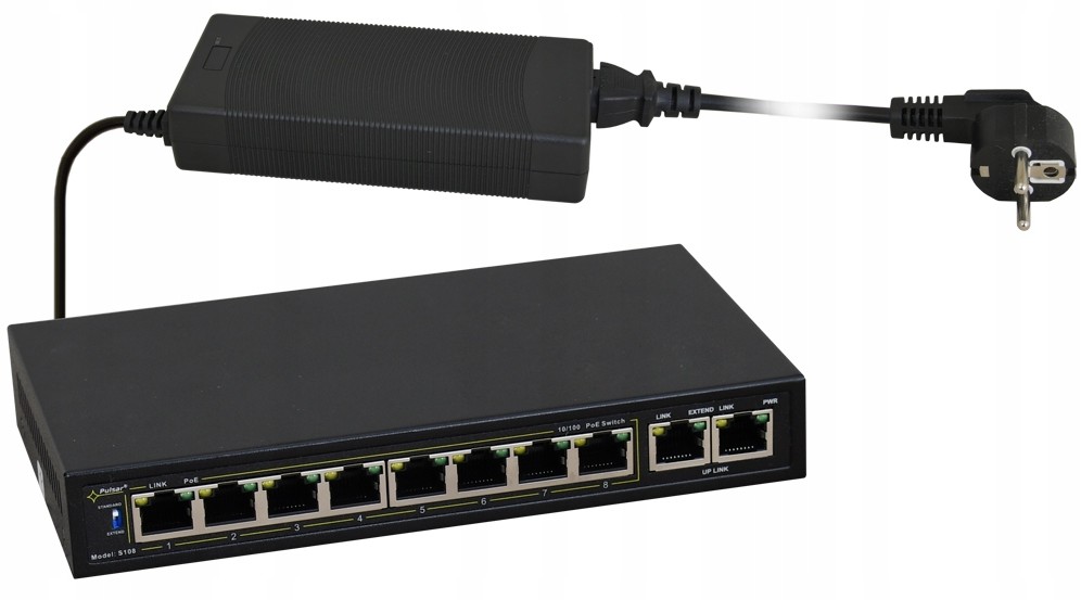 PULSAR Polski Switch PoE 8 Kamer Ip