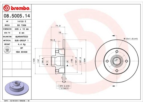 BREMBO Tarcza hamulcowa 08.5005.14