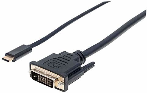 Manhattan USB typ C na DVI kabel adaptera (konwertuje sygnał modowy starości na sygnał wyjściowy 4K) 1 m czarny 152457 152457