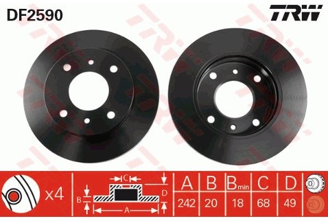 TRW Tarcza hamulcowa DF2590