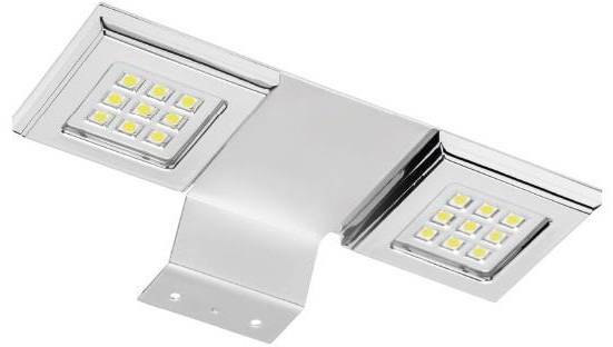 GTV OPRAWA LEDOWA KWADRATOWA NA SZAFKĘ PODWÓJNA CALDERON. 12V. 18 LED. ZIMNY BIAŁY. CHROM LD-NKW18ZB-40