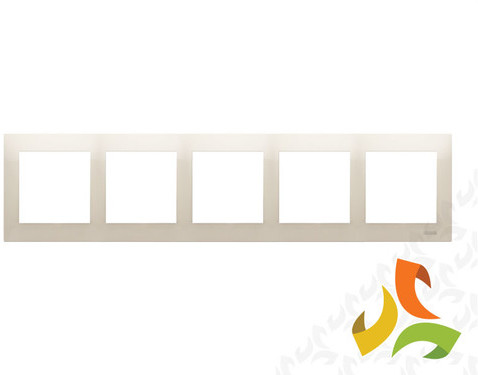 SIMON KONTAKT Ramka 5 pięciokrotna, kremowa uniwersalna do puszek karton-gips IP20/IP44 DRK5/41 SIMON 54 PREMIUM DRK5/41/KON
