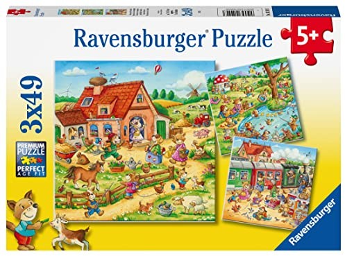 Zdjęcia - Puzzle i mozaiki Ravensburger Kinderpuzzle - Ferien auf dem Land - 3x49 Teile Puzzle für Ki 