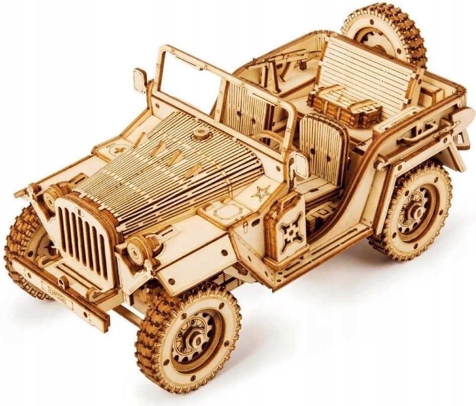 Robotime Drewniany Model Puzzle 3D Jeep Wojskowy