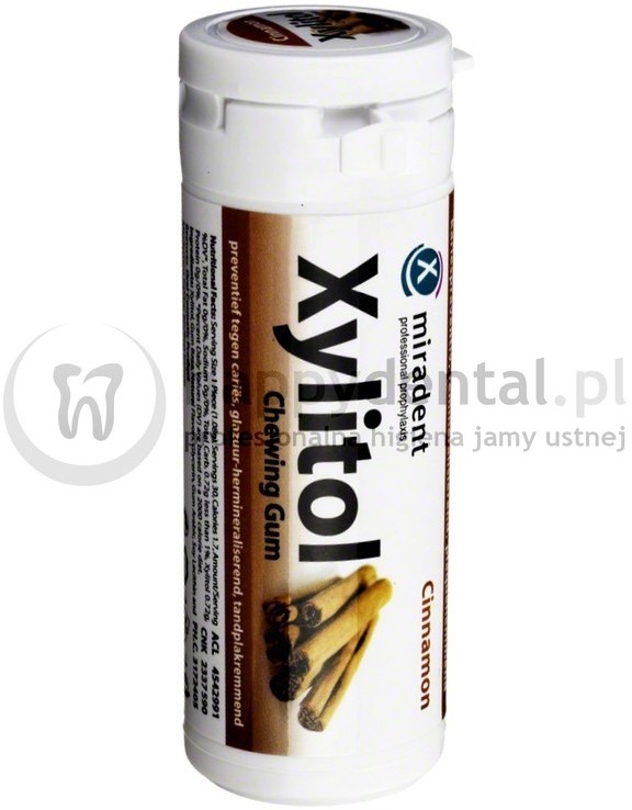 Miradent MIRADENT Xylitol Chewing Gum 30sztuk - guma do żucia z ksylitolem przeciw próchnicy (smak: Cynamon - CINNAMON)