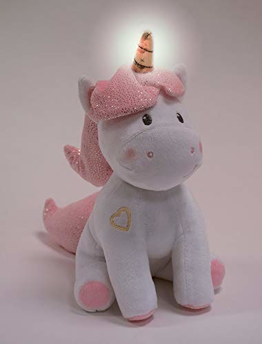 Jemini 023755 futro licorne +/-24 cm Musicale et lumineuse muzyczny i świecący pluszowy zwierzak, Blanc Rose 023755