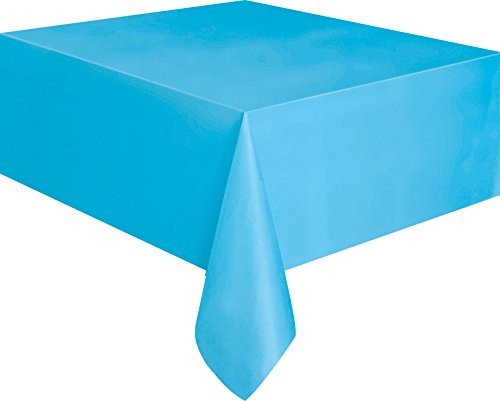 Unique Party Supplies Obrus z tworzywa sztucznego do wielokrotnego użytku w 19 różnych kolorach, w rozmiarze uniwersalnym, niebieski (Babyblau) (50393)