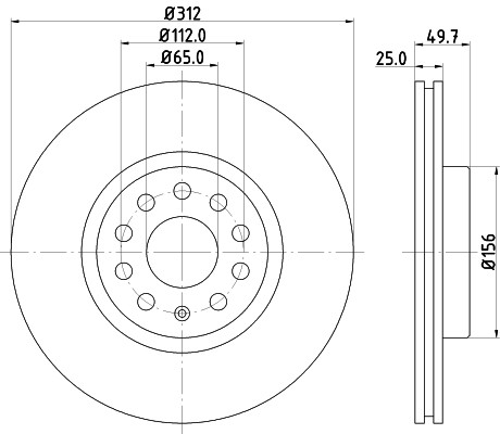 MINTEX TARCZA HAMULCOWA MDC1706 SEAT ALTEA 1.6 1.9TDI 04- VW GOLF V 1.9TDI 04 312X25MM