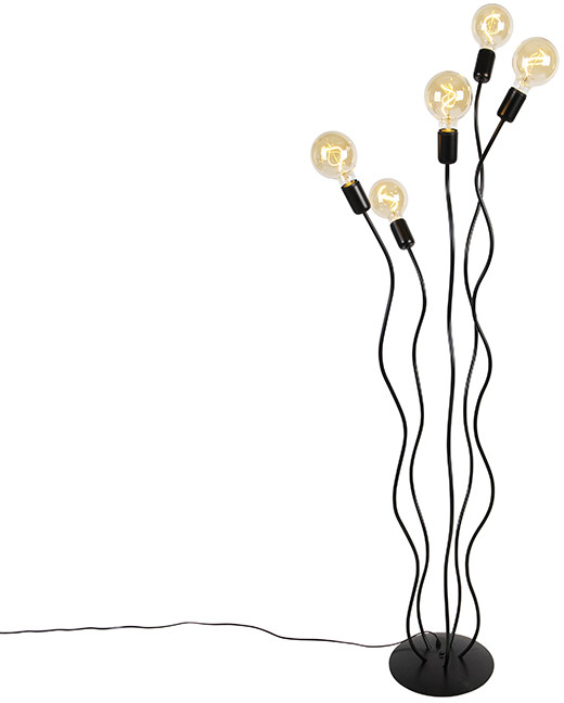 QAZQA Design vloerlamp zwart 5-lichts - Wimme 102754